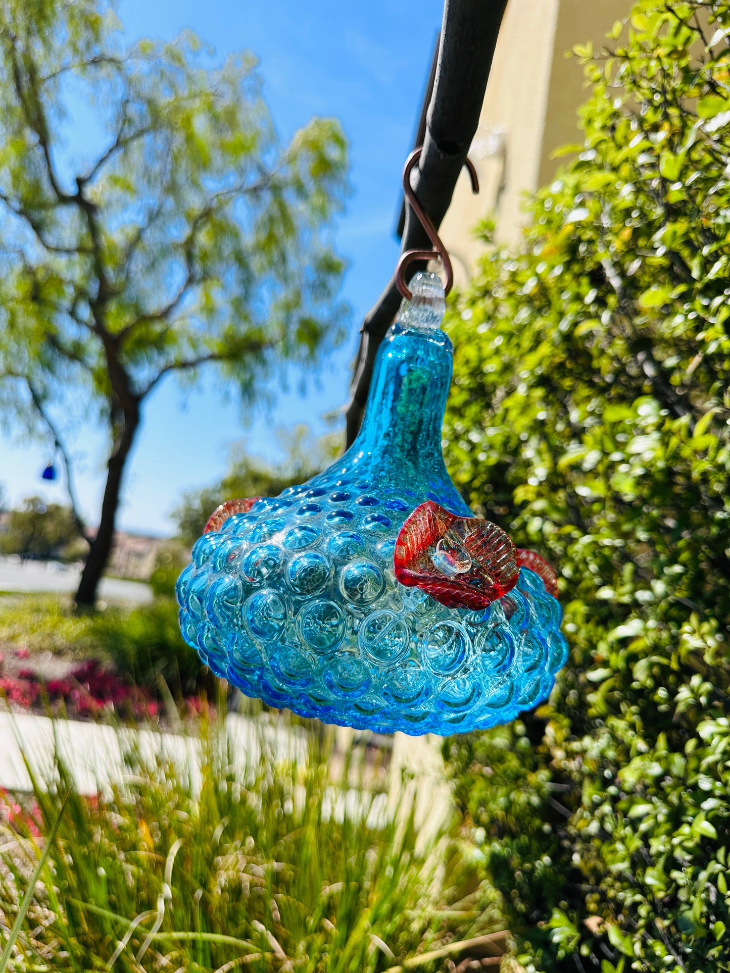 Artisanal Glass Hummingbird Feeder