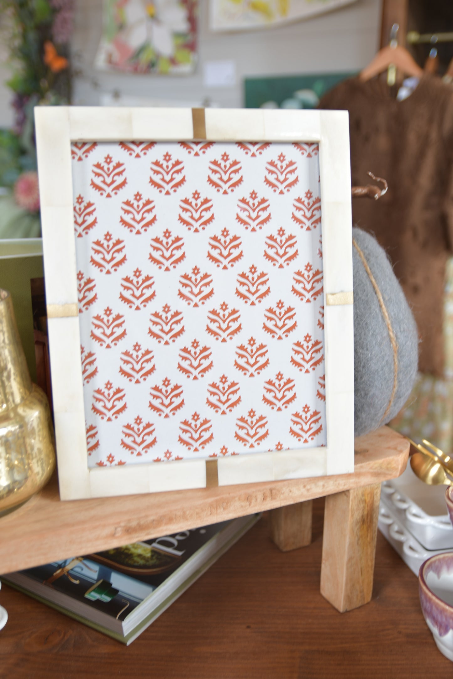 Bone Photo Frame with Brass Inlay (Holds 8" x 10" Photo)