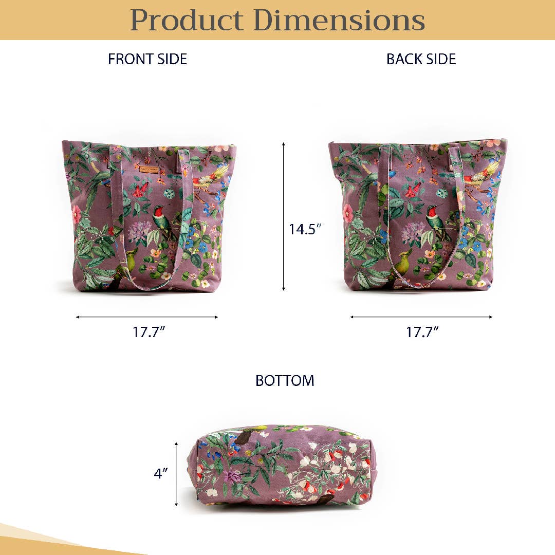 Maison d'Hermine - Design in Every Thread - Canvas Tote Bag 100% Cotton Eden - Violet - 17.7" x 14.5"