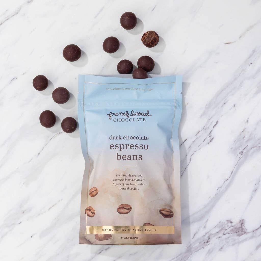 French Broad Chocolate - Dark Chocolate-Covered Espresso Beans - 6oz