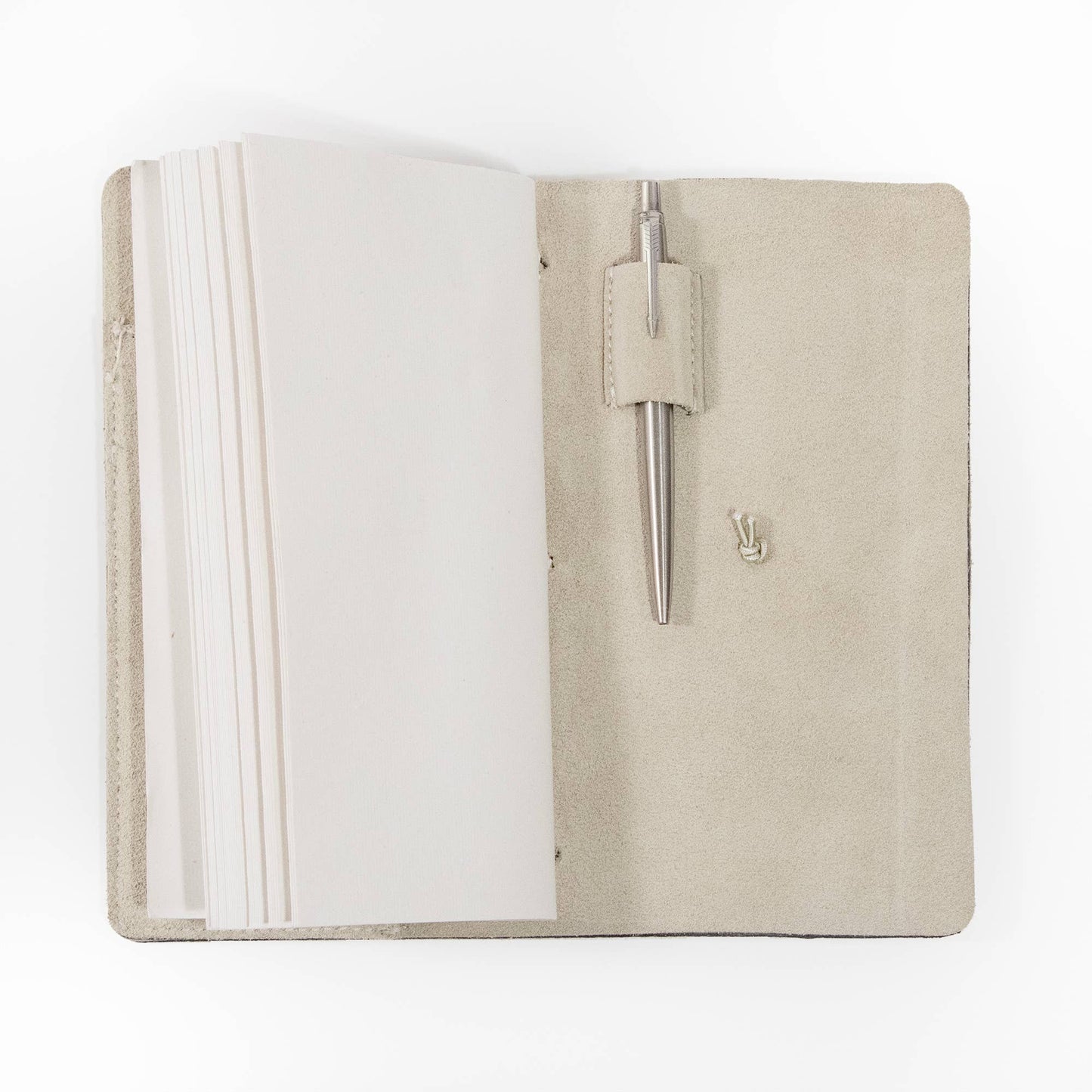Andaluca - Parchment Color Suede Journal W/ Cotton Paper:  Small