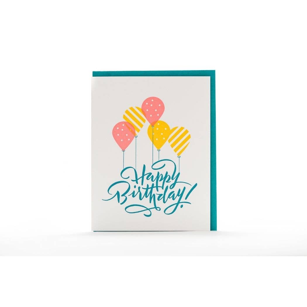 Birthday Balloons Calligraphy Card