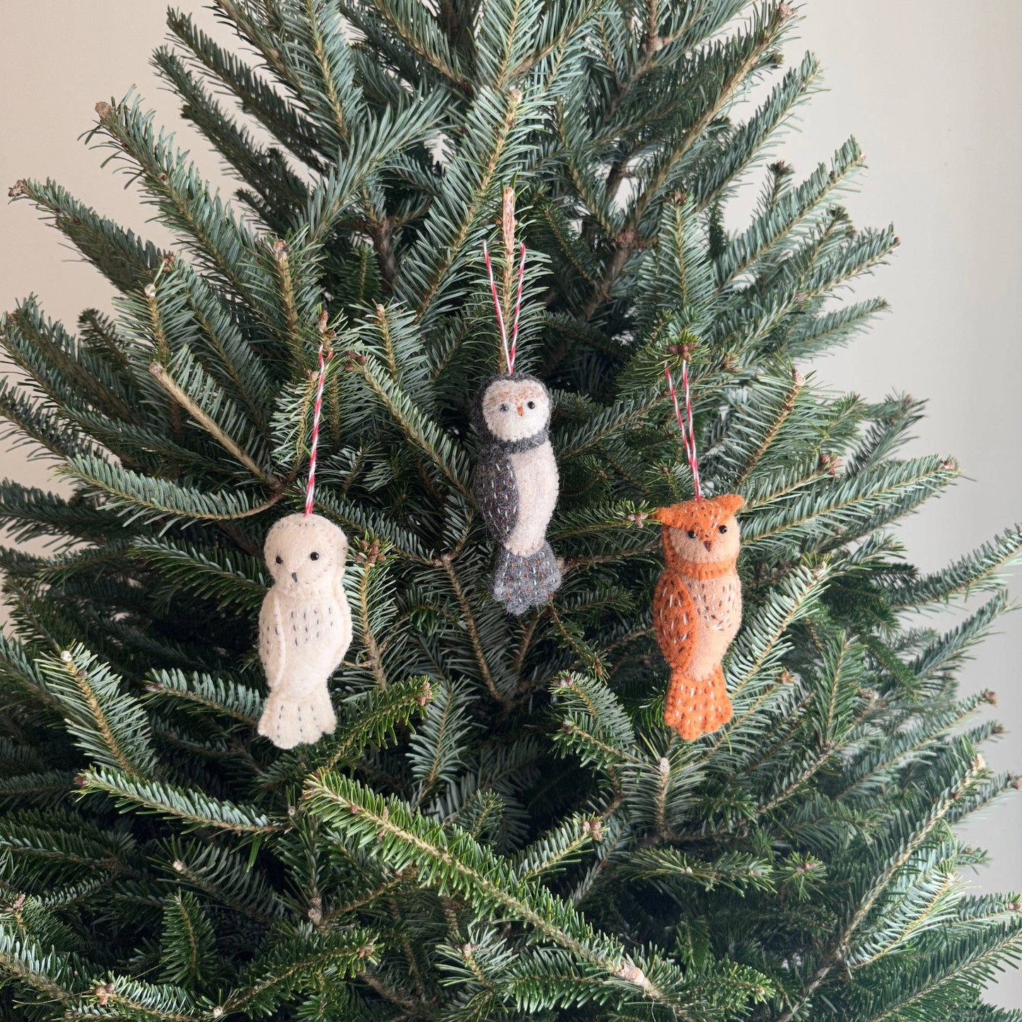 Deer Harbour Design - Hand-Stitched Owl Ornament: Orange