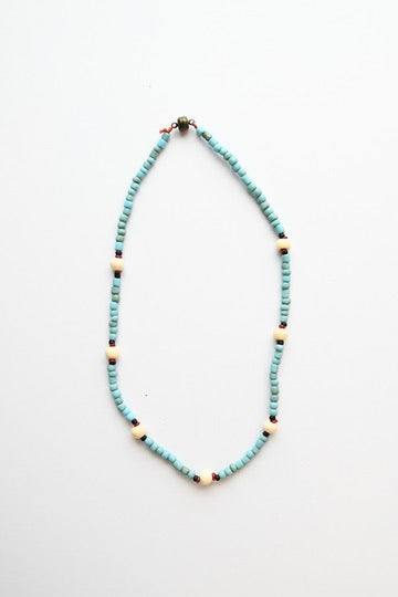 Blue Glass & Bone  Necklace