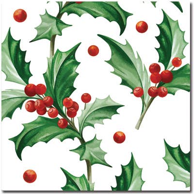 WH Hostess Social Stationery - Christmas Holly Gift Wrap Sheets