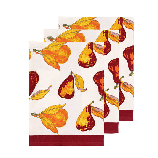 Couleur Nature - Orchard Pear Burgundy Tea Towels 20x30