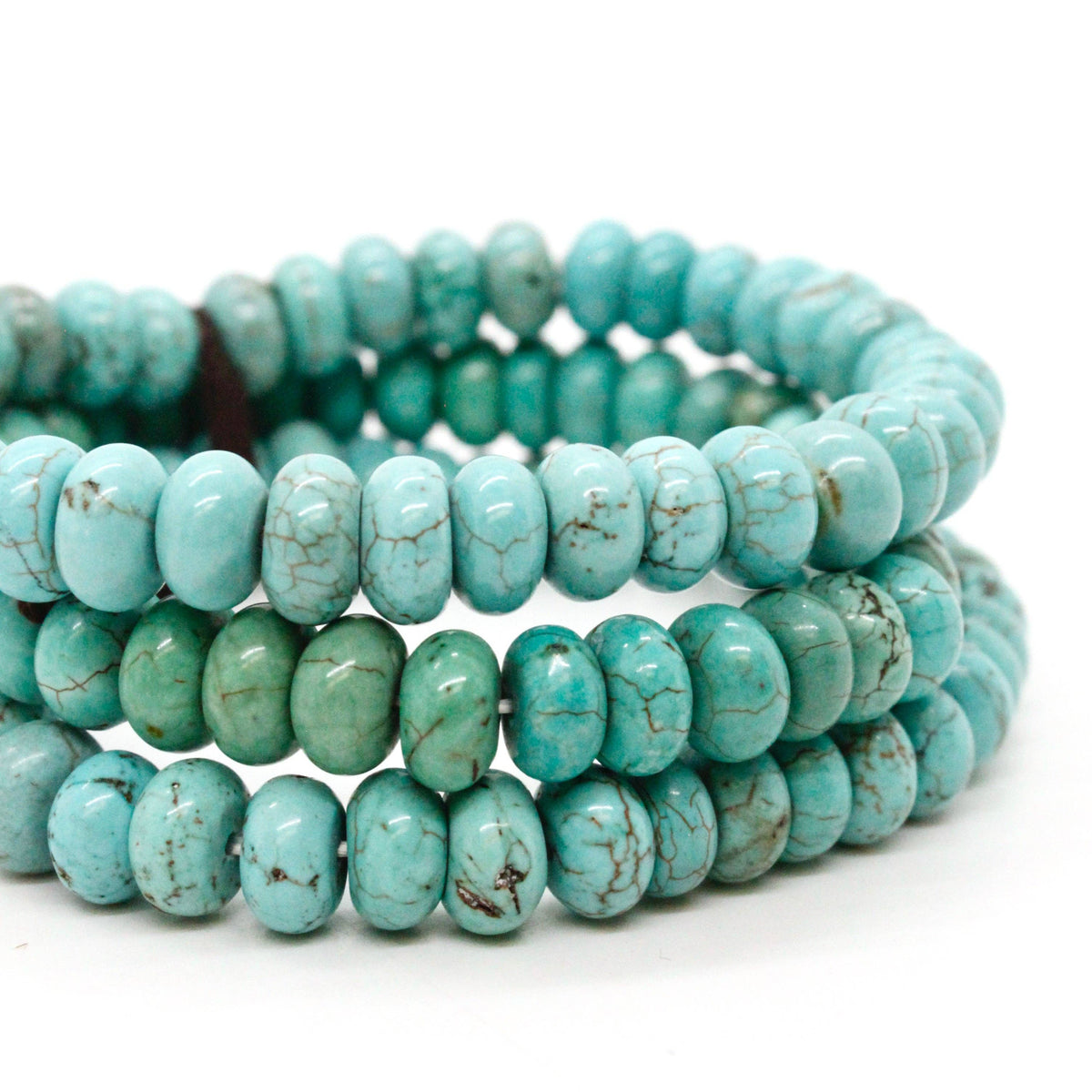 LIZOU - Turquoise Rondelle Bead Three Strand Bracelet -BL-TQ1