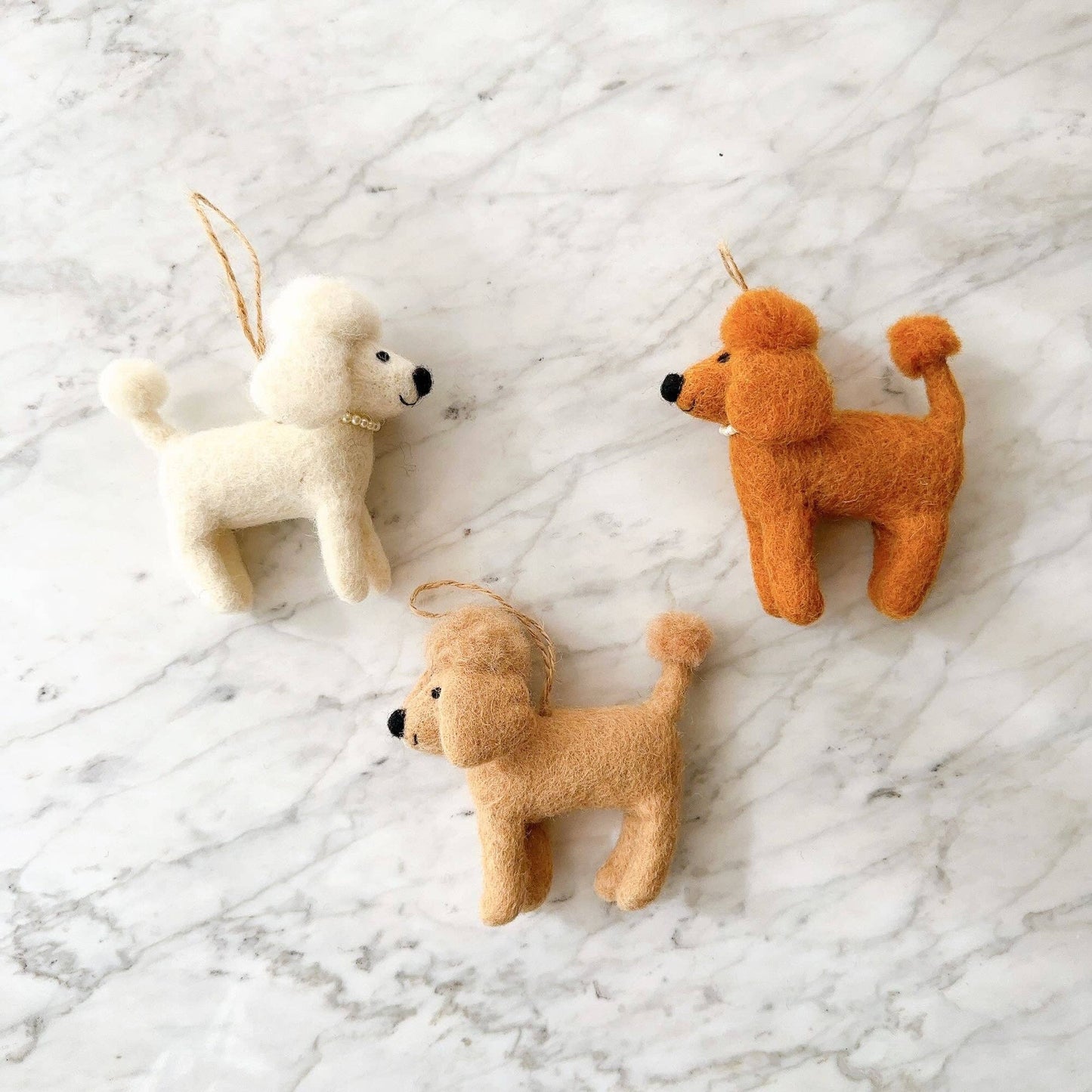 Deer Harbour Design - Felt Ornament - Poodle Ornament: Cream poodle