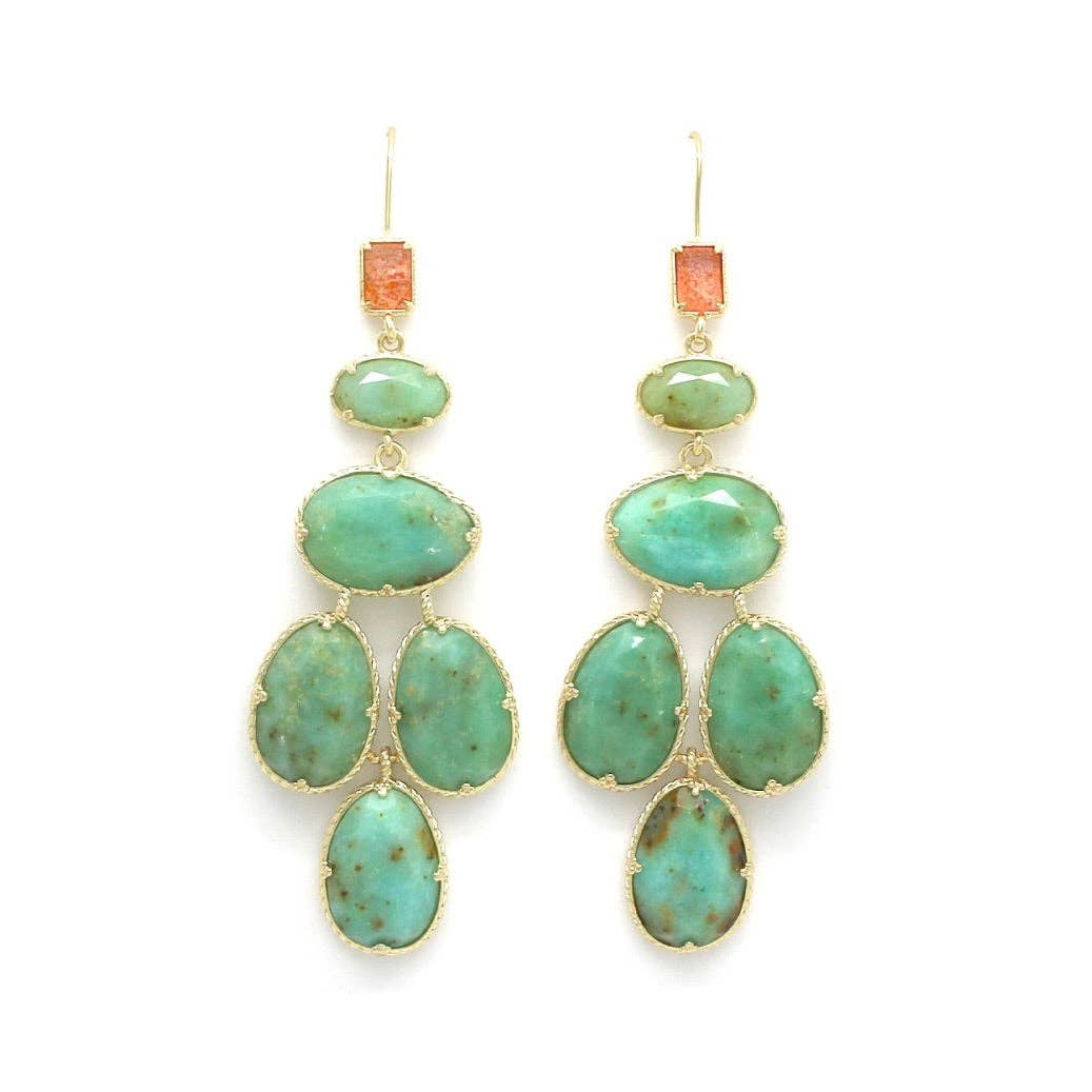 LIZOU - Chrysoprase Chandelier Earrings - E4-436