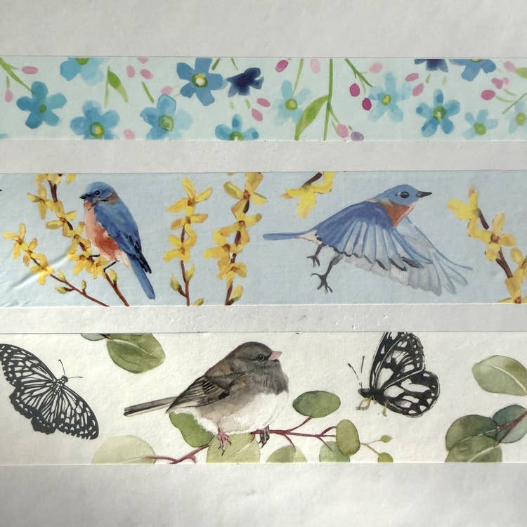 Kasey Melissa Art - Washi Tape / Junco Birds and Butterflies