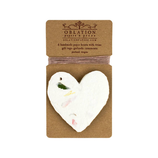 Oblation Papers & Press - Floral Petite Handmade Paper Heart Tag
