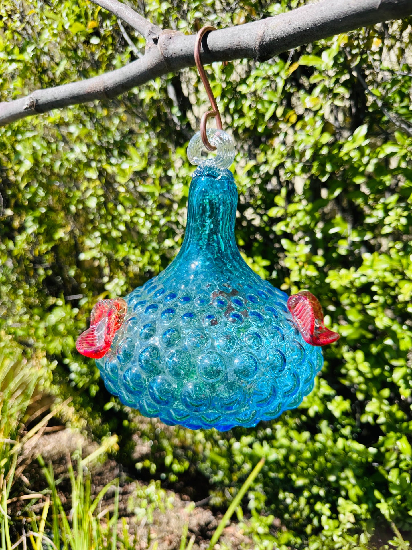 Artisanal Glass Hummingbird Feeder