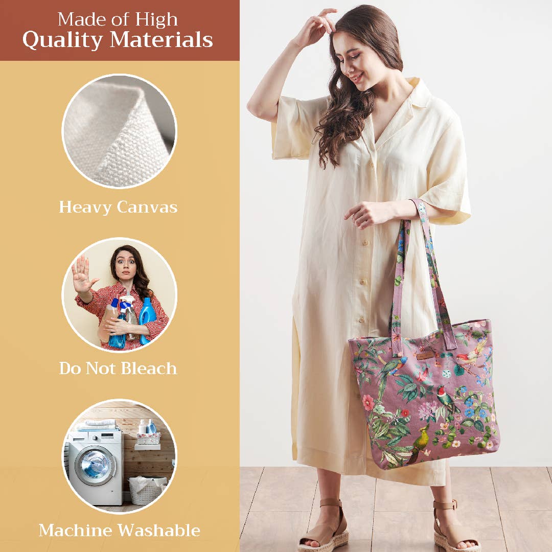 Maison d'Hermine - Design in Every Thread - Canvas Tote Bag 100% Cotton Eden - Violet - 17.7" x 14.5"