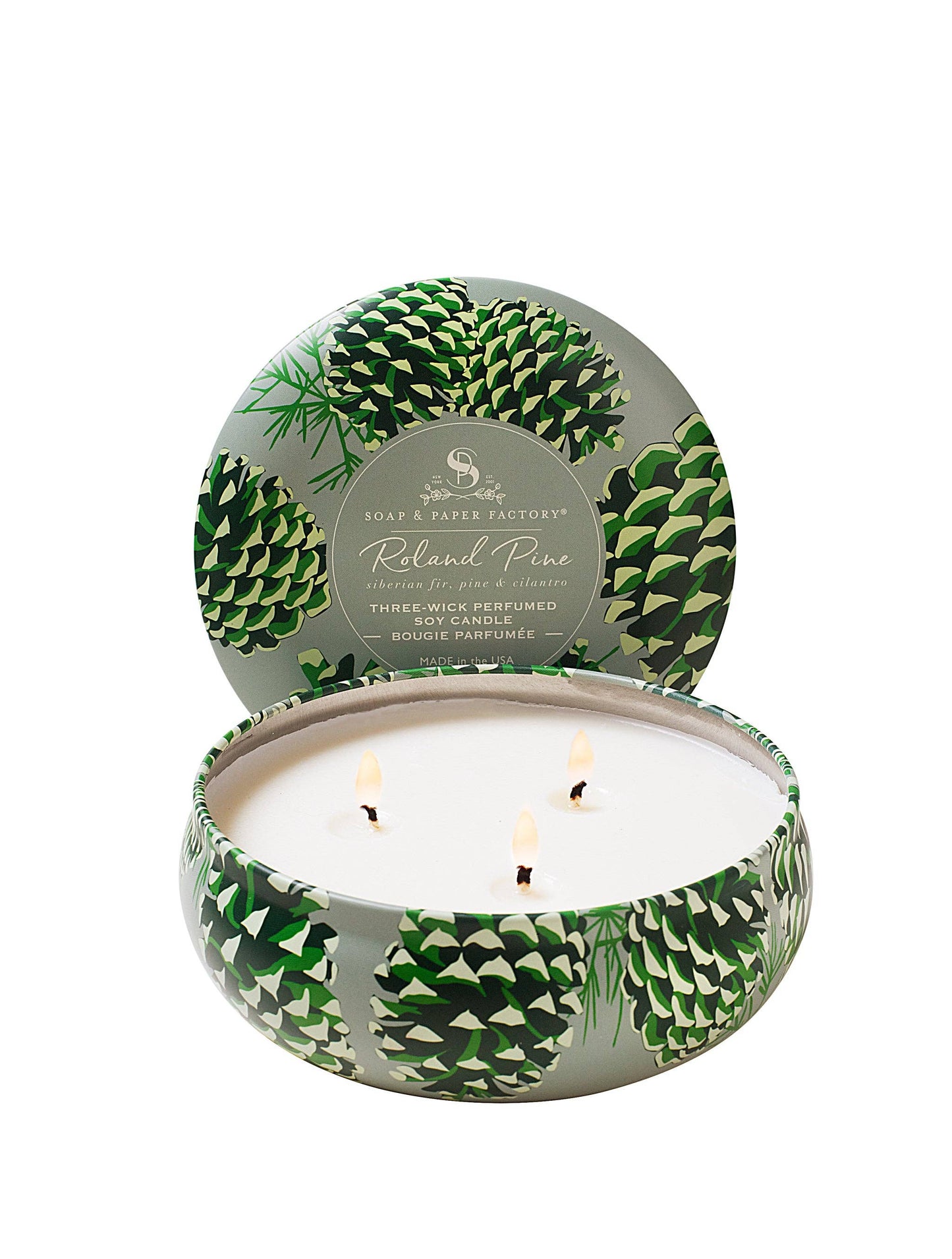 Soap & Paper Factory - Roland Pine Three-Wick Tin Soy Candle