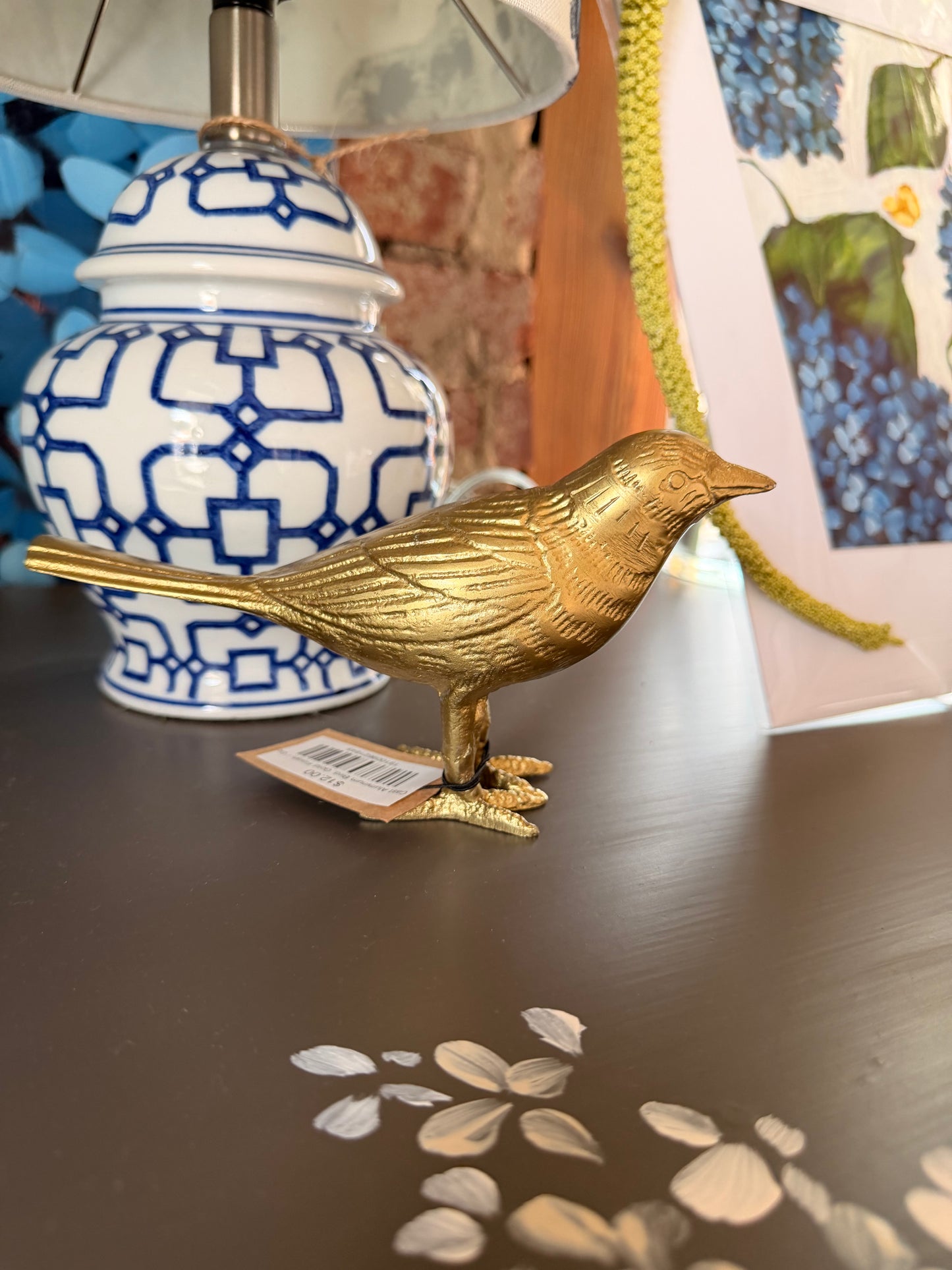 Cast Aluminum Bird, Gold Finish
