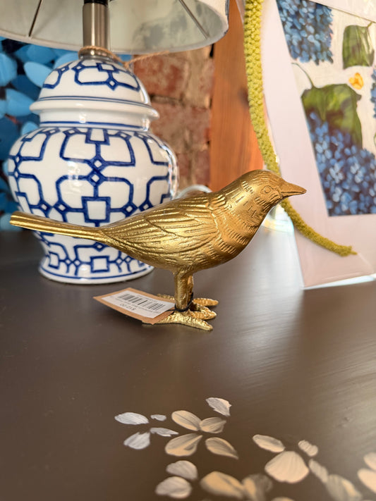 Cast Aluminum Bird, Gold Finish