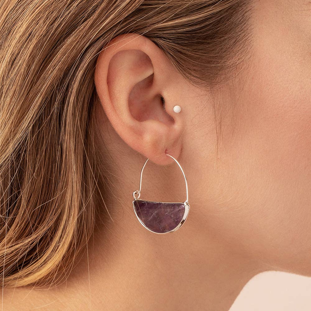Scout Curated Wears - Stone Prism Hoop - Rose Quartz/Gold