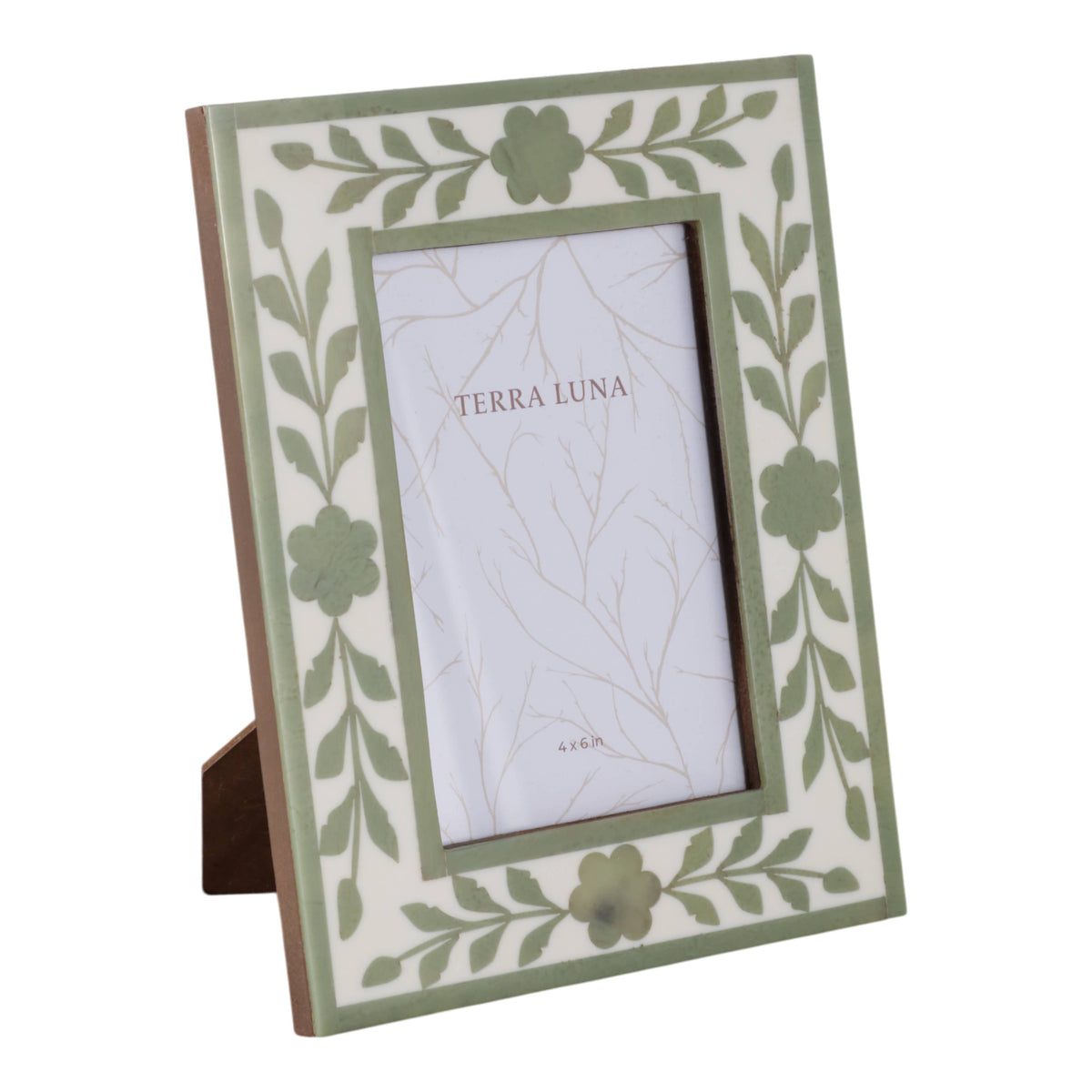 Sagebrook Home - White/Green 4x6 in. Wooden Petals Photo Frame