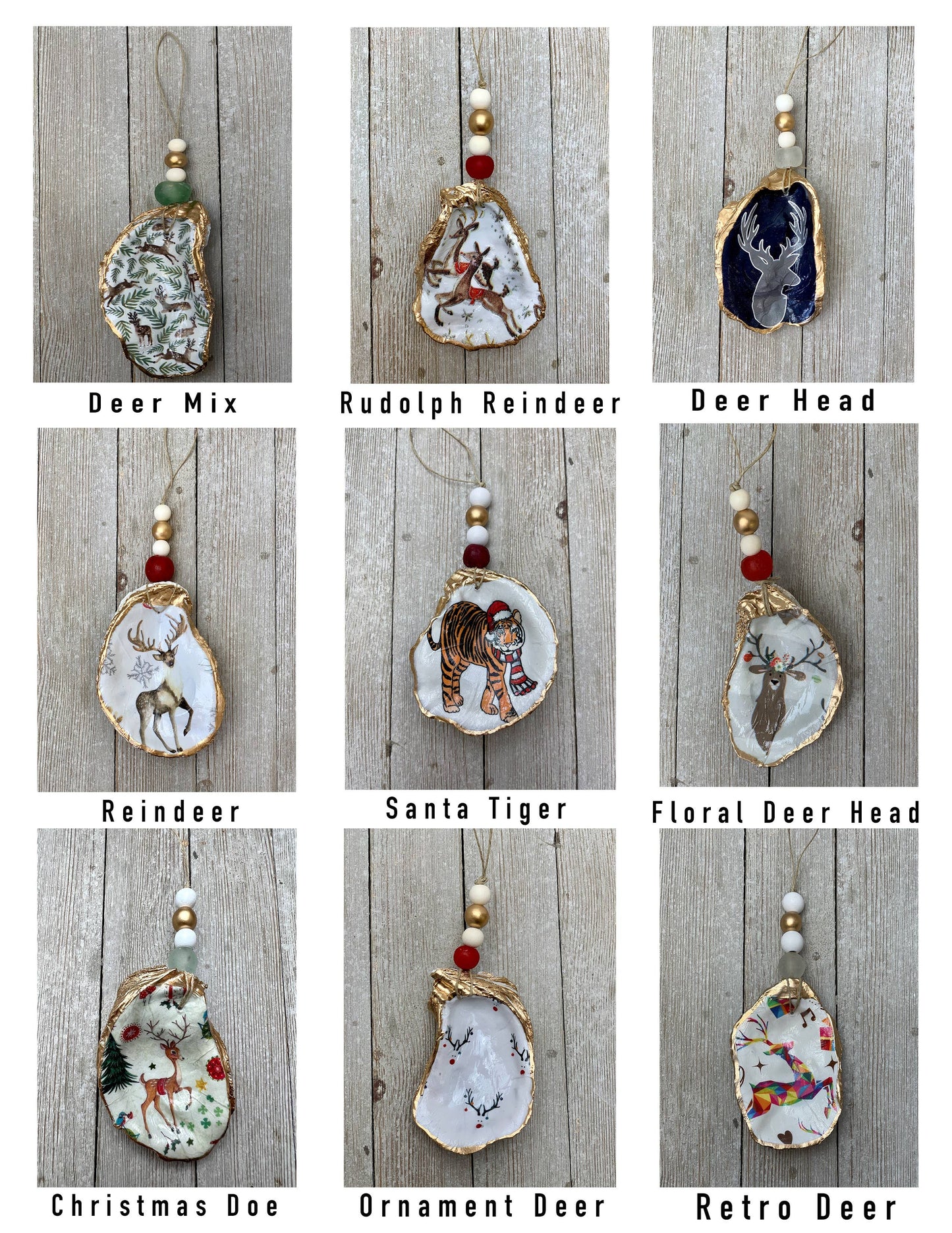 Oyster Ornaments- Decoupage Christmas Designs: Red Nativity