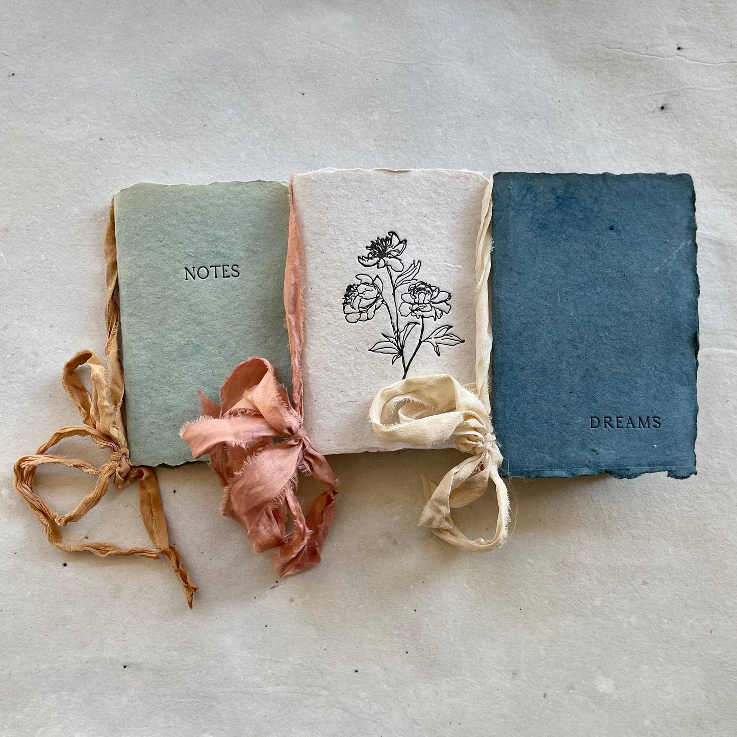 farmette - Notebooks - I: Dreams - indigo paper with soft cloud ribbon