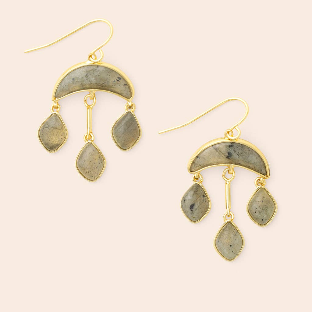 Scout Curated Wears - Stone Crescent Drop Earring - Labradorite/Gold
