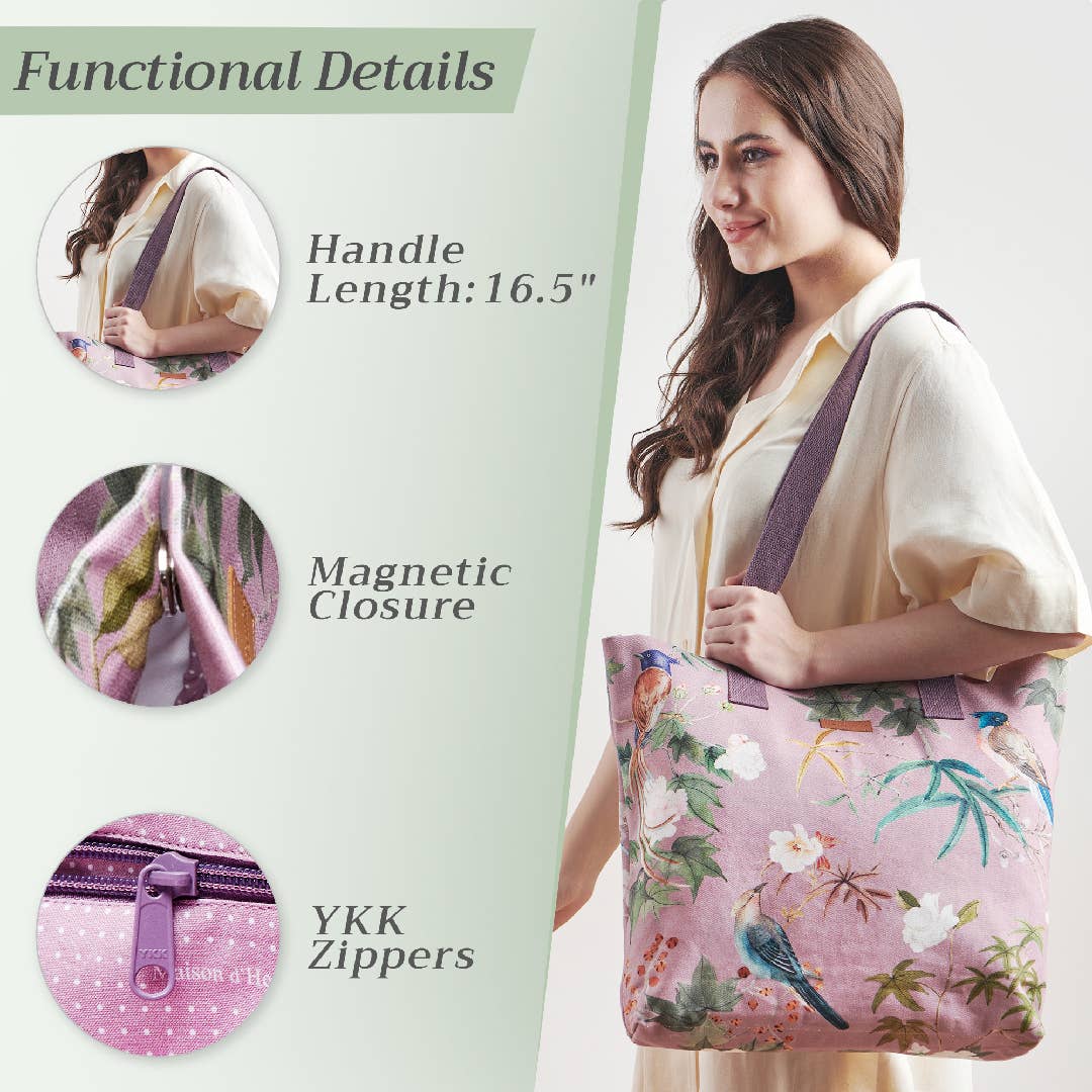 Maison d'Hermine - Design in Every Thread - Canvas Tote Bag 100% Cotton Hokuzai - Violet - 17.7" x 14.5"