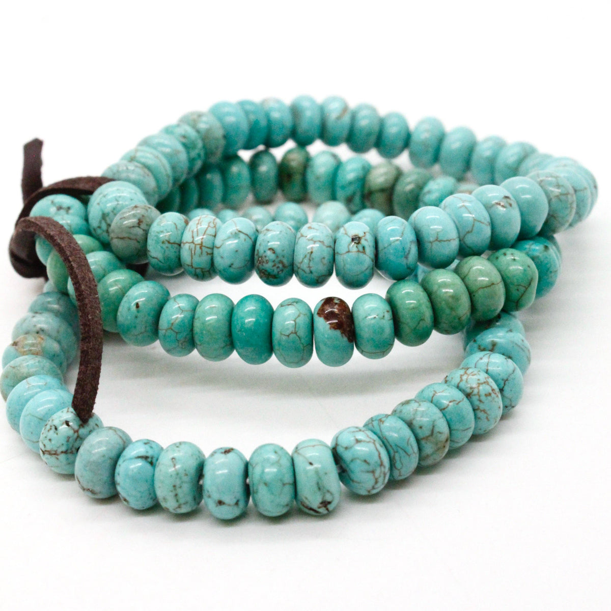 LIZOU - Turquoise Rondelle Bead Three Strand Bracelet -BL-TQ1