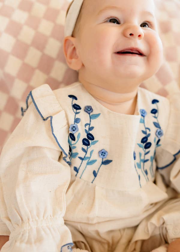 Viverano Organics - Atrani Embroidered Baby Romper & Headband (Organic)