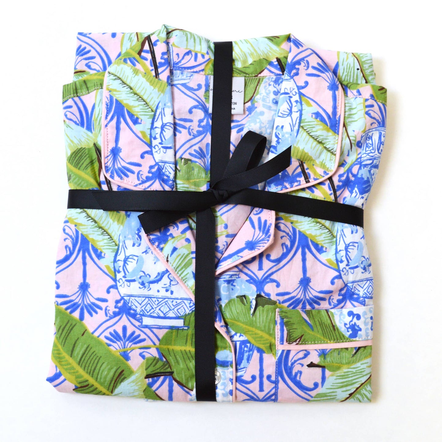 8 Oak Lane - Botanical Ginger Jar PJ Set with Shorts & Long Sleeve Top: Extra Small / Small