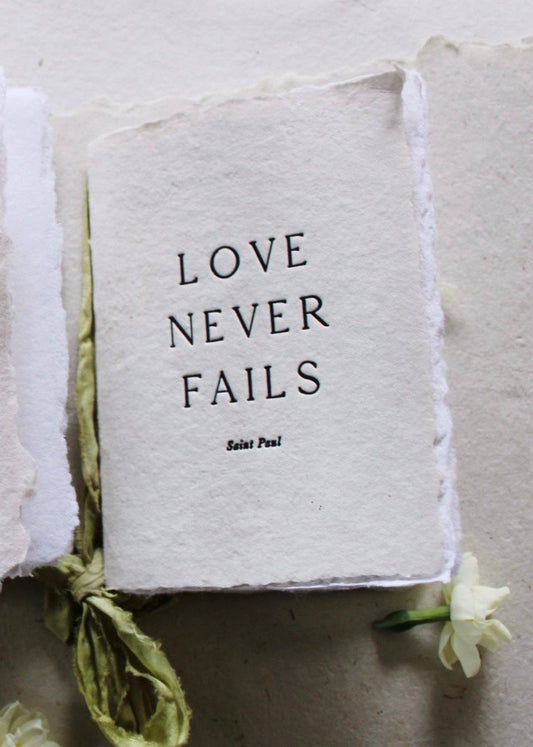 farmette - Notebooks - II: Love Never Fails - vanilla paper with pear green silk ribbon