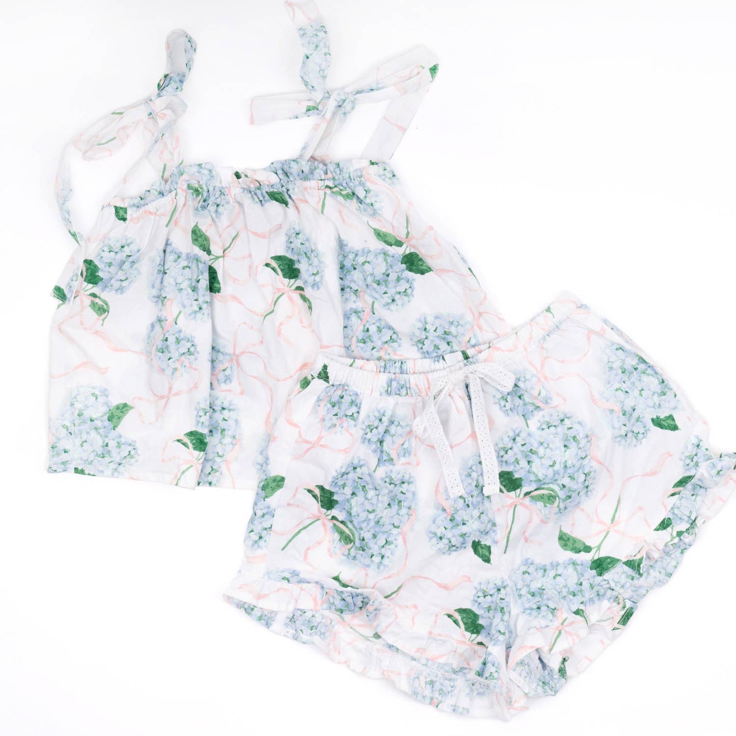 8 Oak Lane - Hydrangea Ribbons Tie Top Sleep Set: XS/S