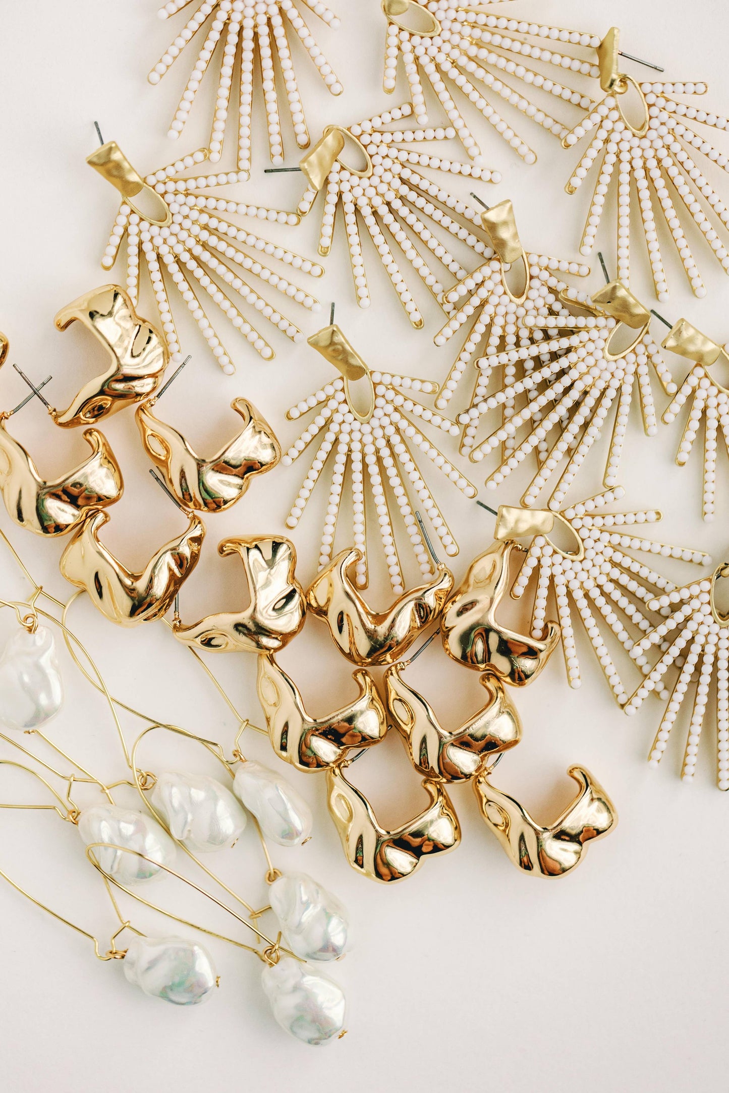 St Armands Designs of Sarasota - Crumpled Gold Vintage Style Huggie Hoops