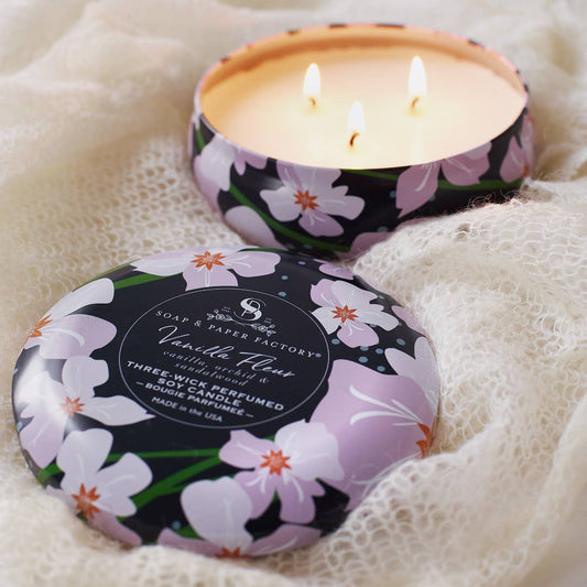 Soap & Paper Factory - Vanilla Fleur Three-Wick Tin Soy Candle