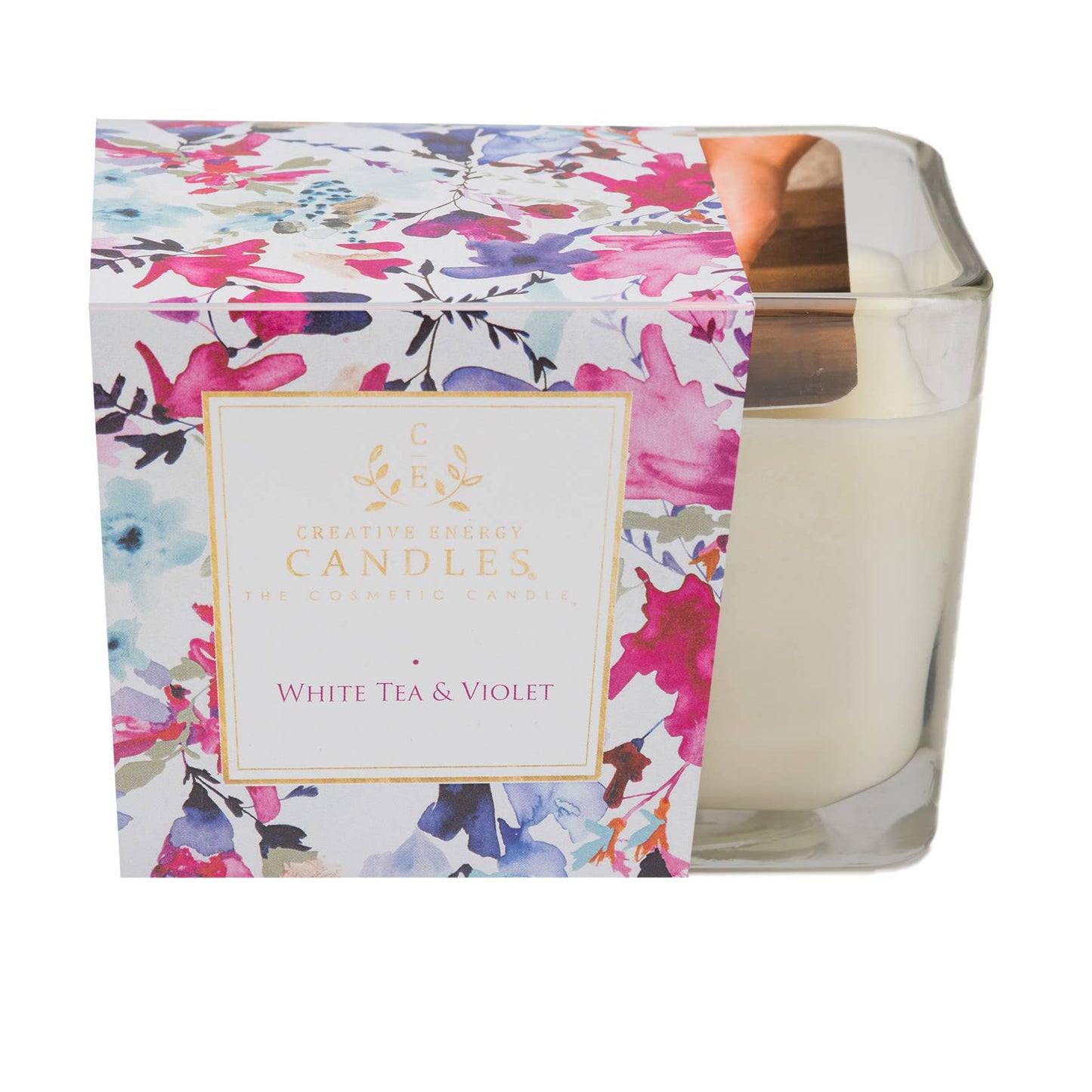 Creative Energy Candles - White Tea & Violet: 2-in-1 Soy Lotion Candle: Medium - 6 oz