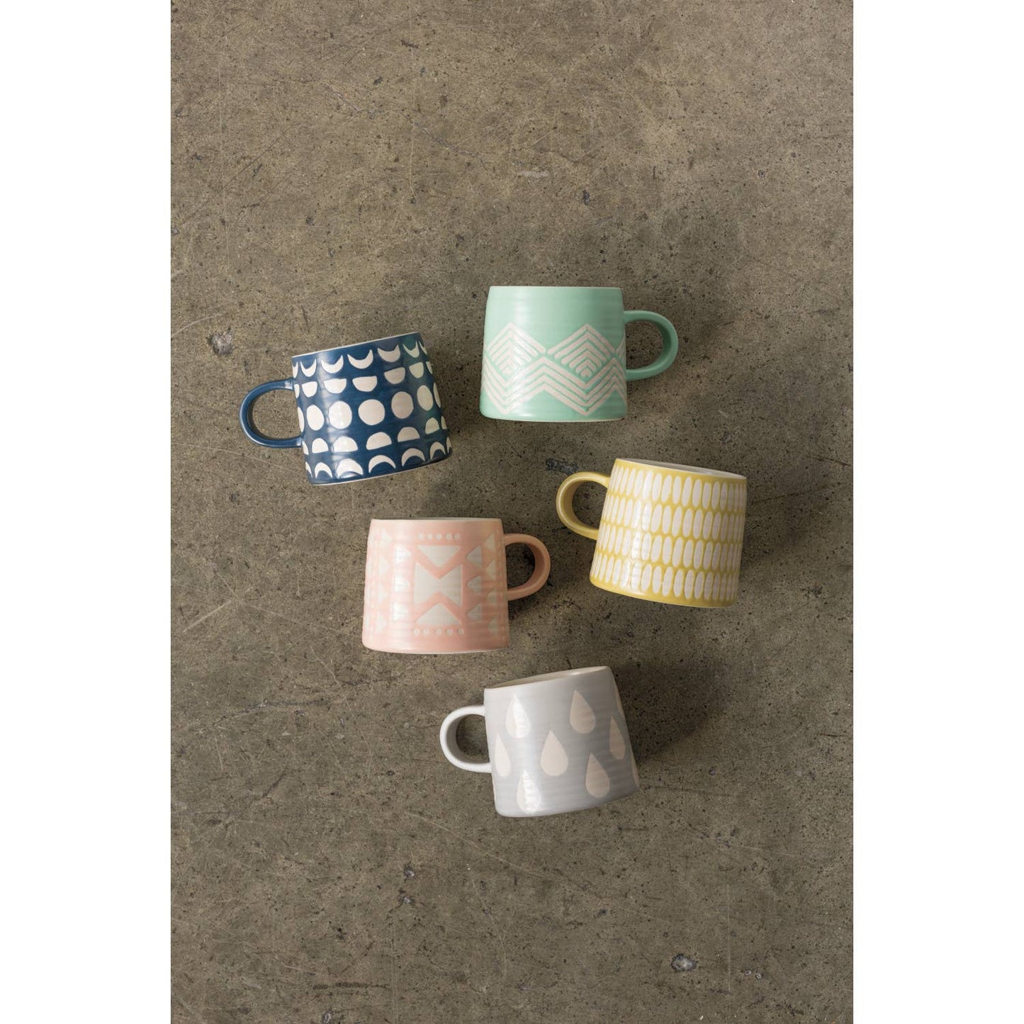 Danica Studio - Danica Studio Pink Imprint Stoneware Mugs 12 oz