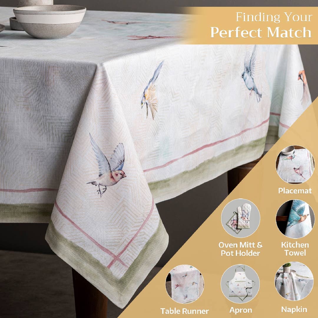 Maison d'Hermine - Design in Every Thread - Tablecloths 100% Cotton - 3 Shapes - Flying Birds