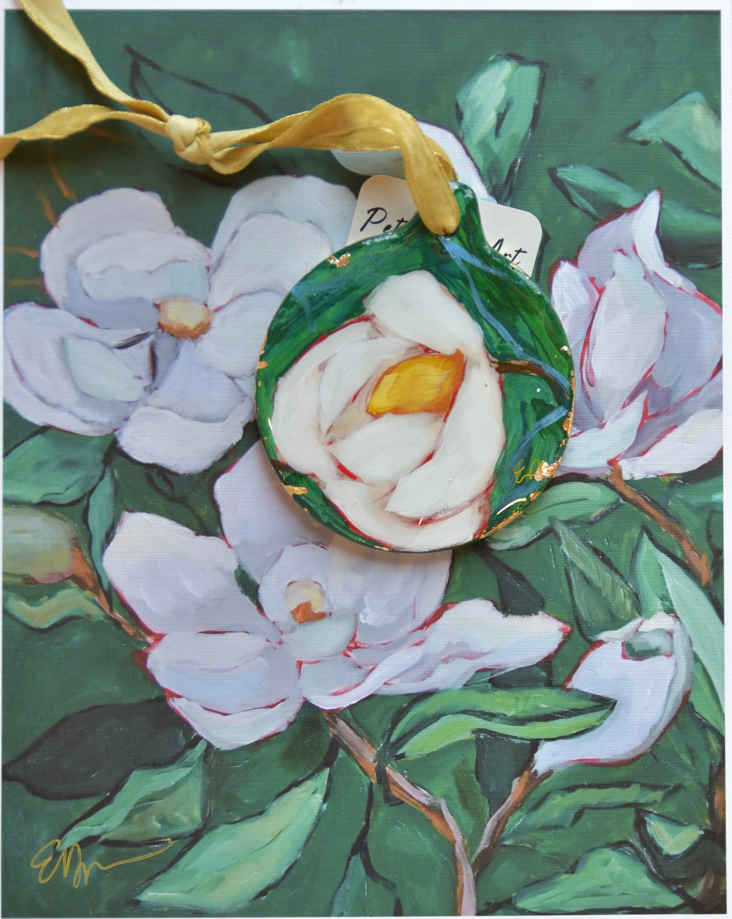 "Poetry in Green" Signature Collection Ceramic Art Ornament  1 of 10