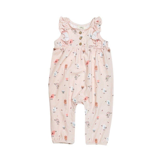 Viverano Organics - Birds Ruffle & Button Baby Jumpsuit (Organic Jersey)