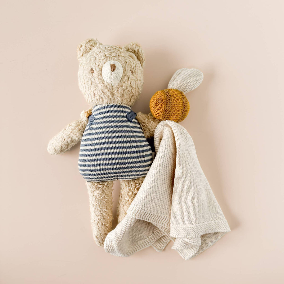 The Blueberry Hill - Lovey Bee Cream Baby Gift Blanket Toy Spring Cuddle Cloth