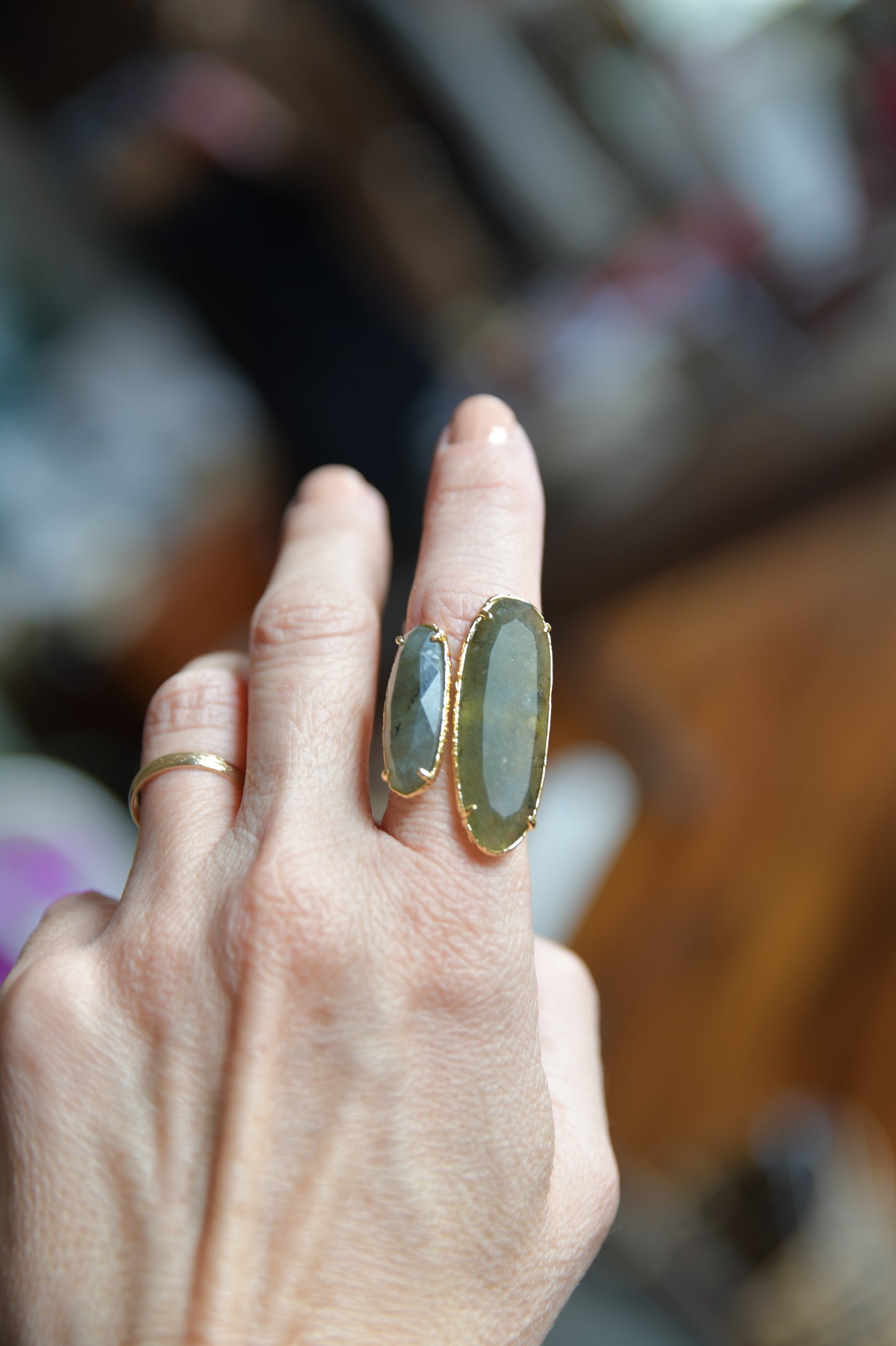Ring - Moss Agate (Gemstone/Brass)