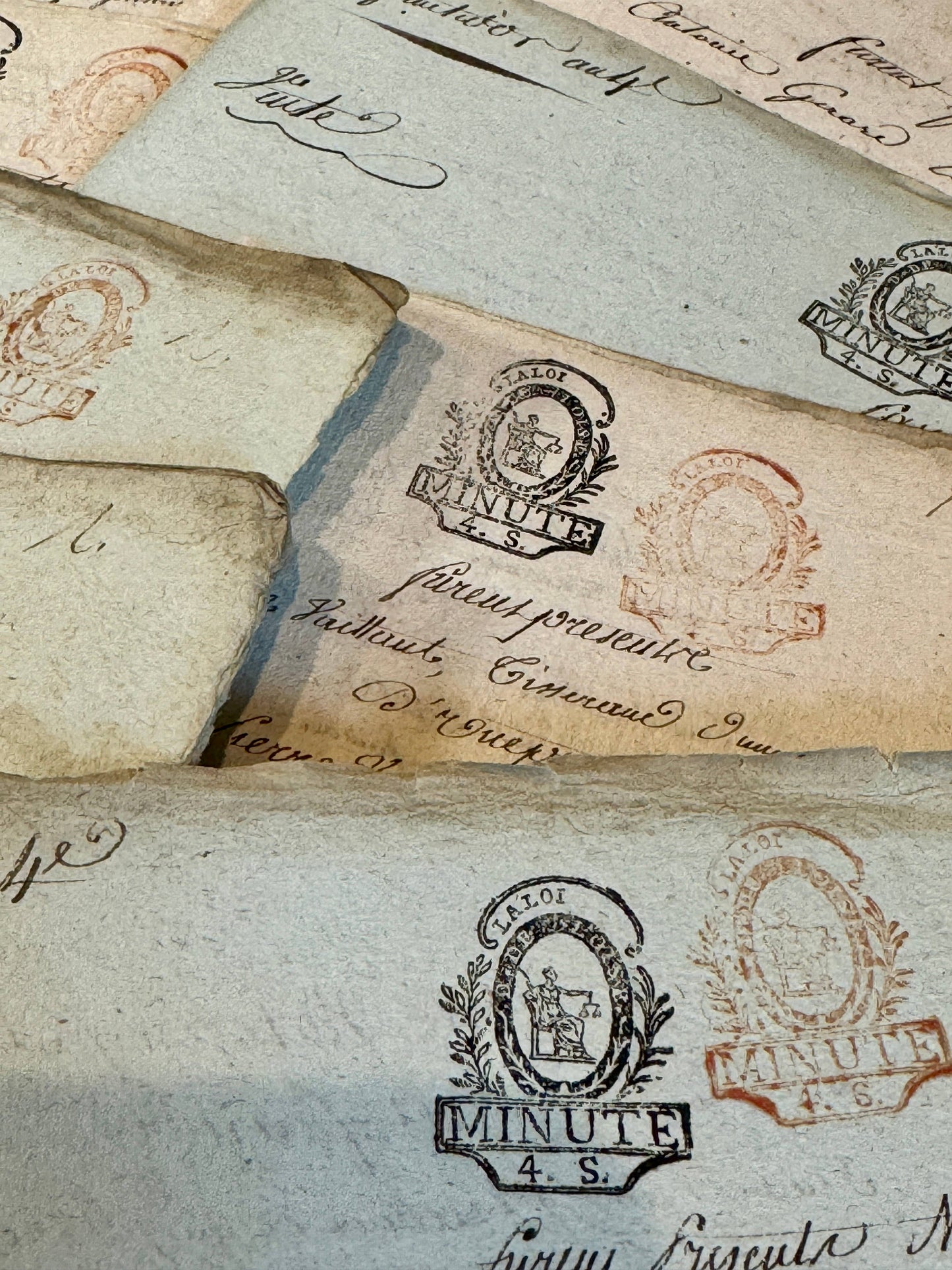 Monahan Papers - 1700s Double Red and Black Stamped Antique French Document