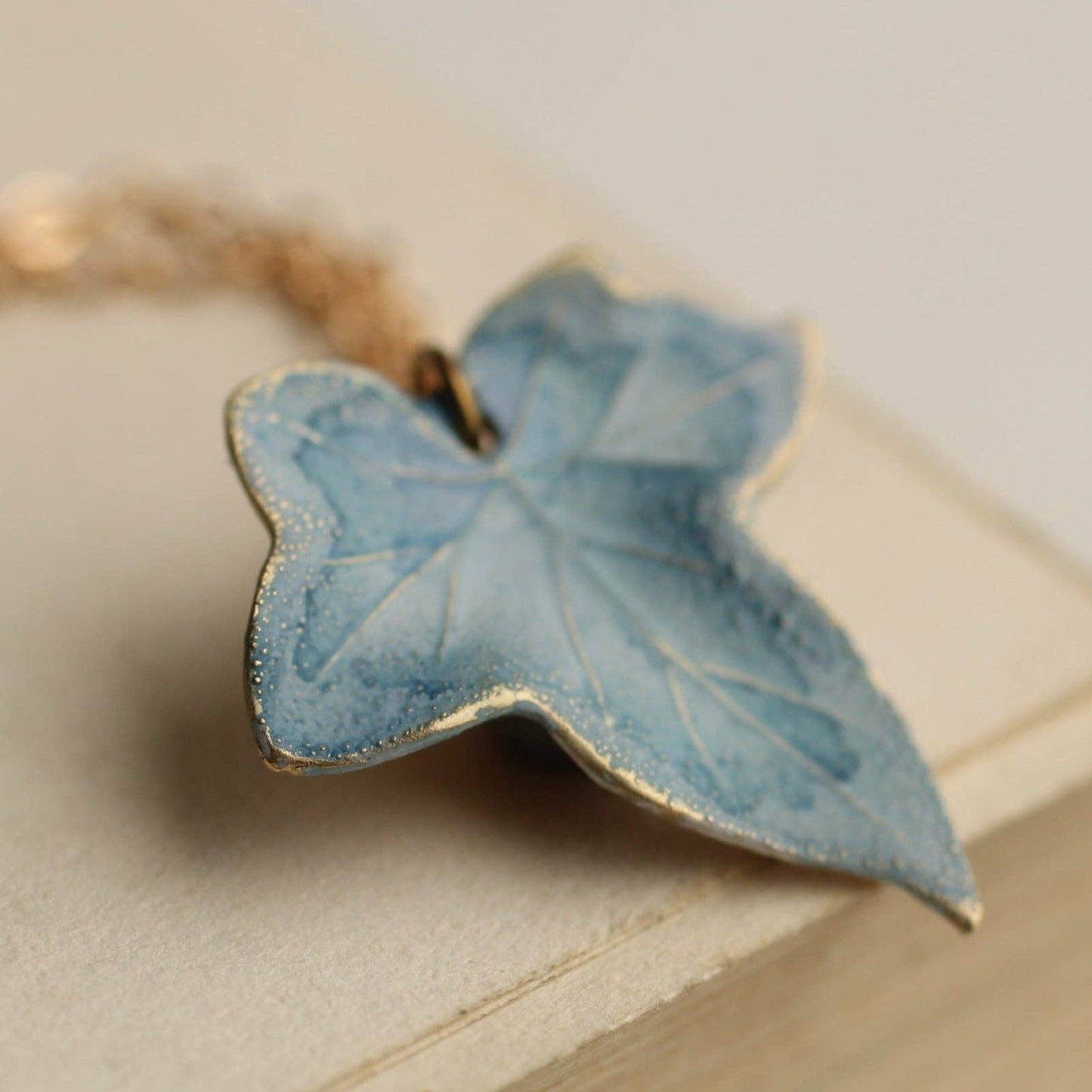 Silk Purse, Sow's Ear - Blue Ivy Leaf Necklace: 16"