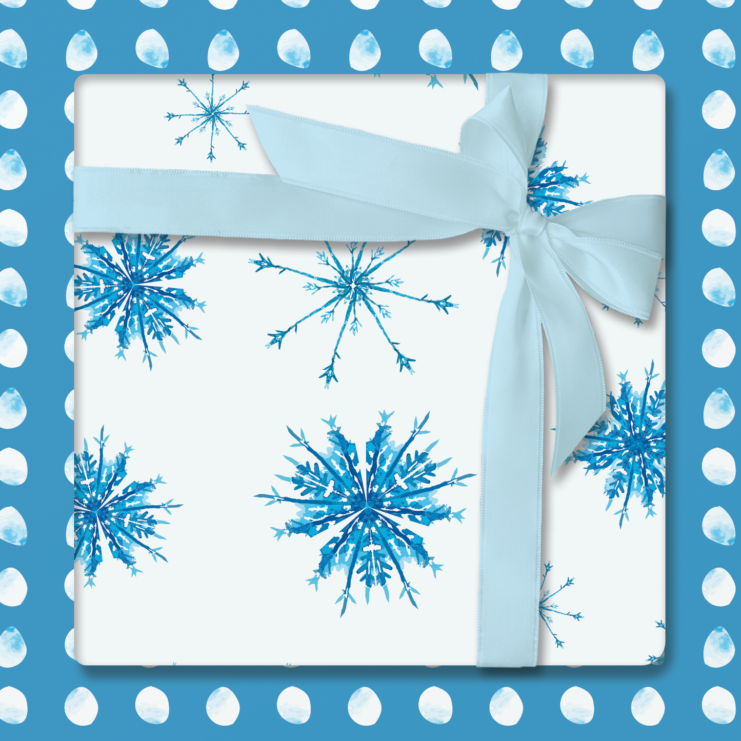 Ballard & Prescott - Blue Snowflake Wrapping Paper - Christmas Gift Wrap