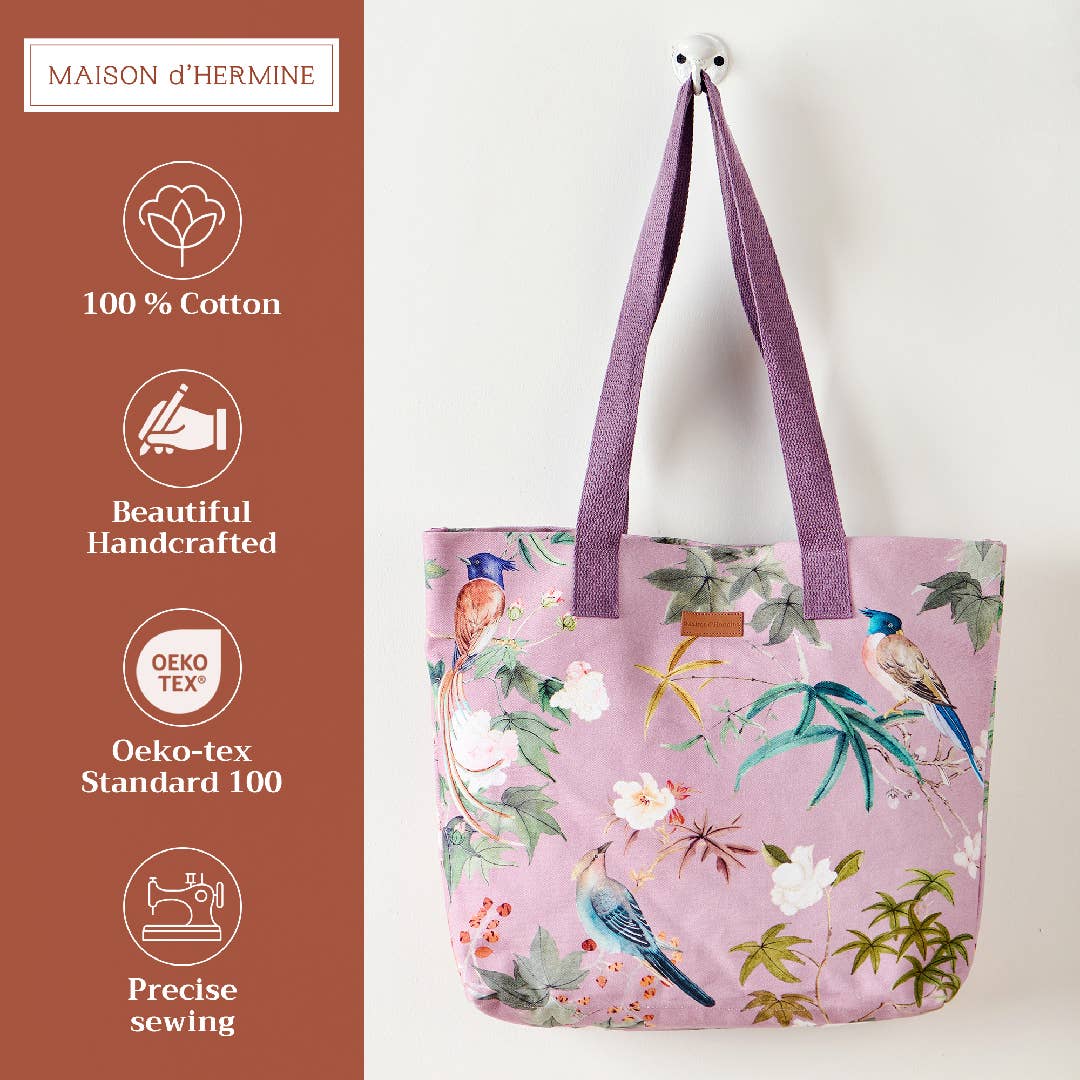 Maison d'Hermine - Design in Every Thread - Canvas Tote Bag 100% Cotton Hokuzai - Violet - 17.7" x 14.5"