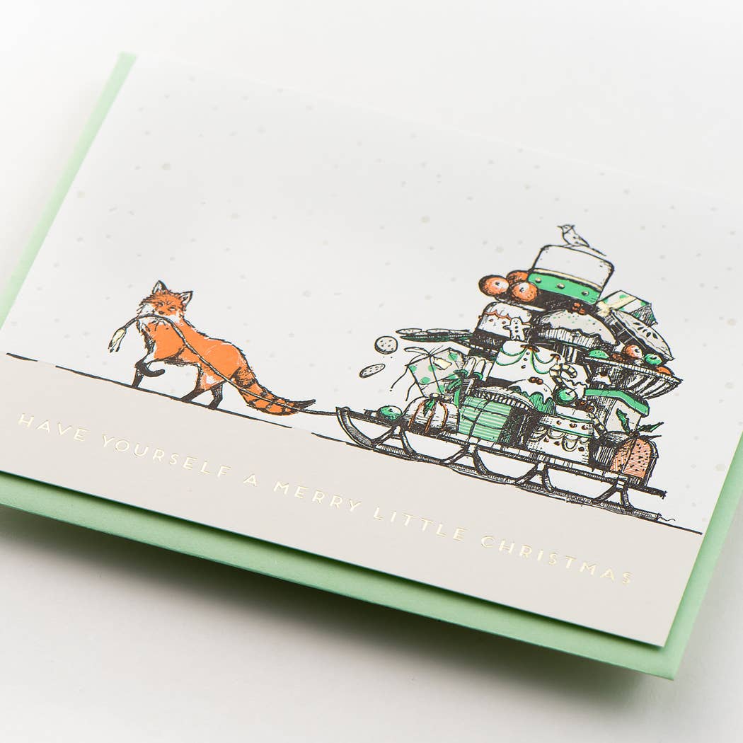 Merry Little Christmas Fox Card: Single Card