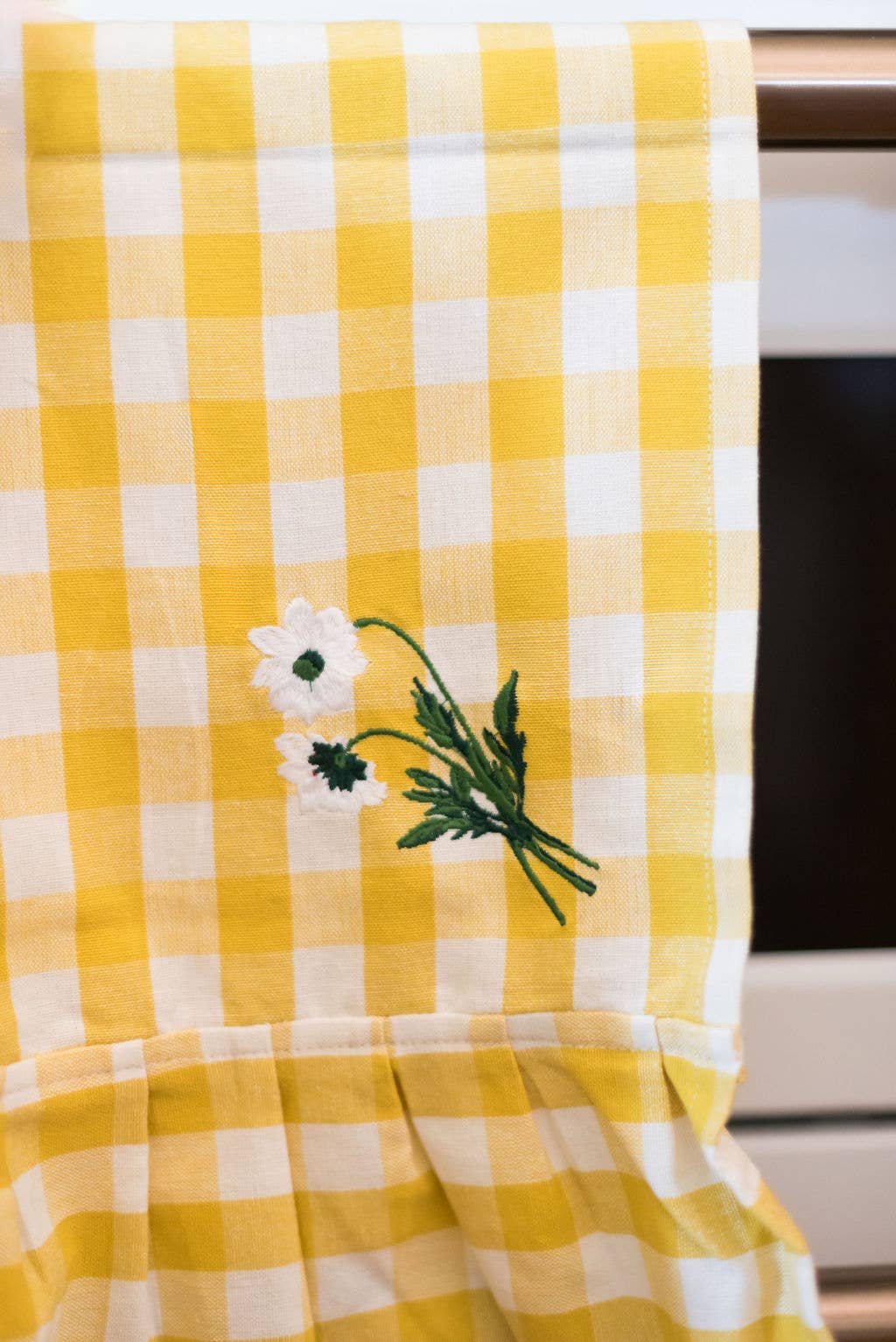 Galley and Fen - Yellow Ruffled Gingham Dish Towel: