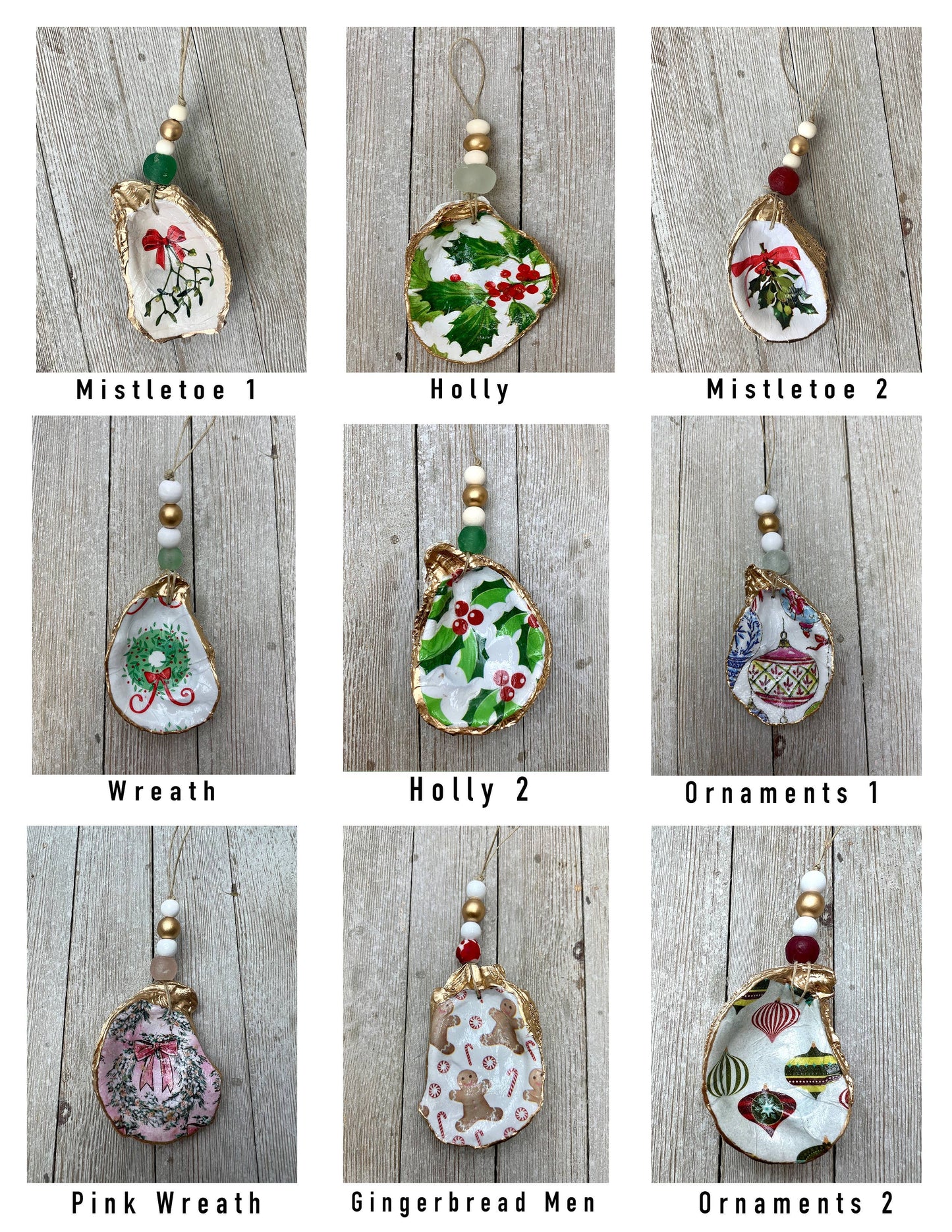 Oyster Ornaments- Decoupage Christmas Designs: Pinecone 1