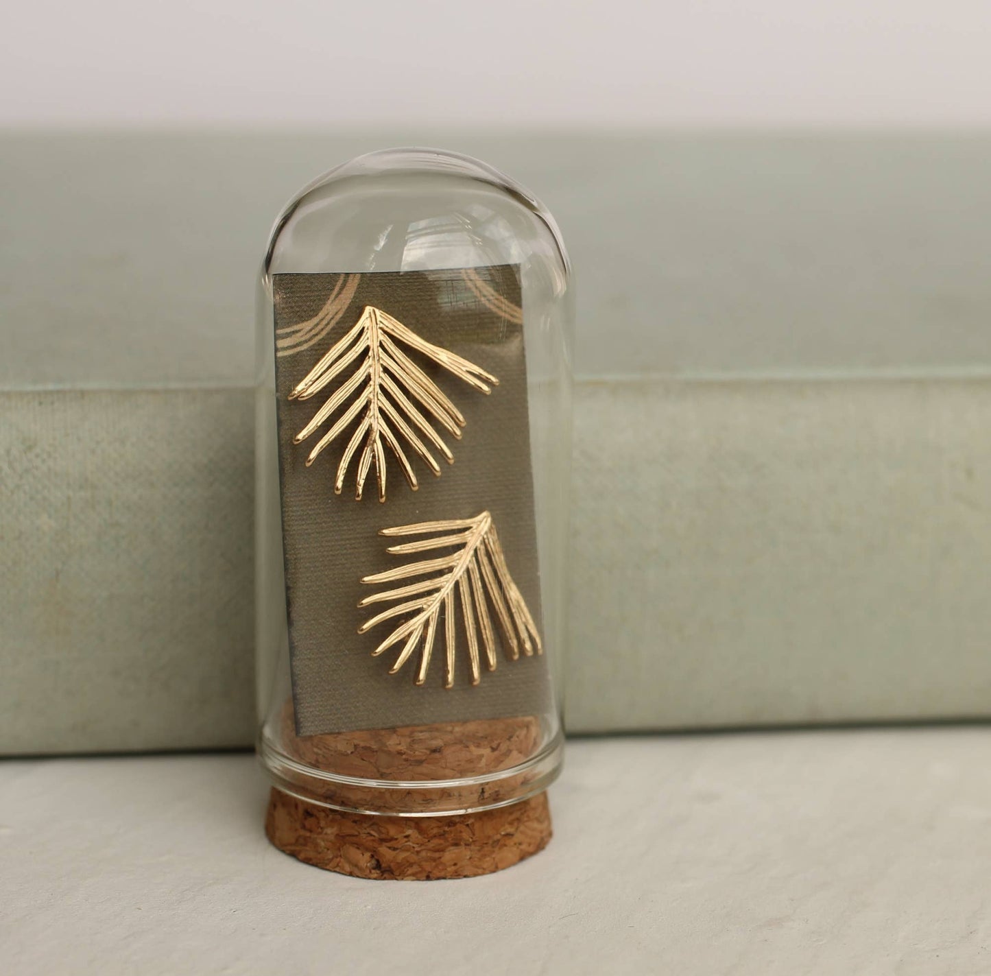 Silk Purse, Sow's Ear - Pine Needle Fir Branch Stud Earrings: Olive Green Linen Presentation Card