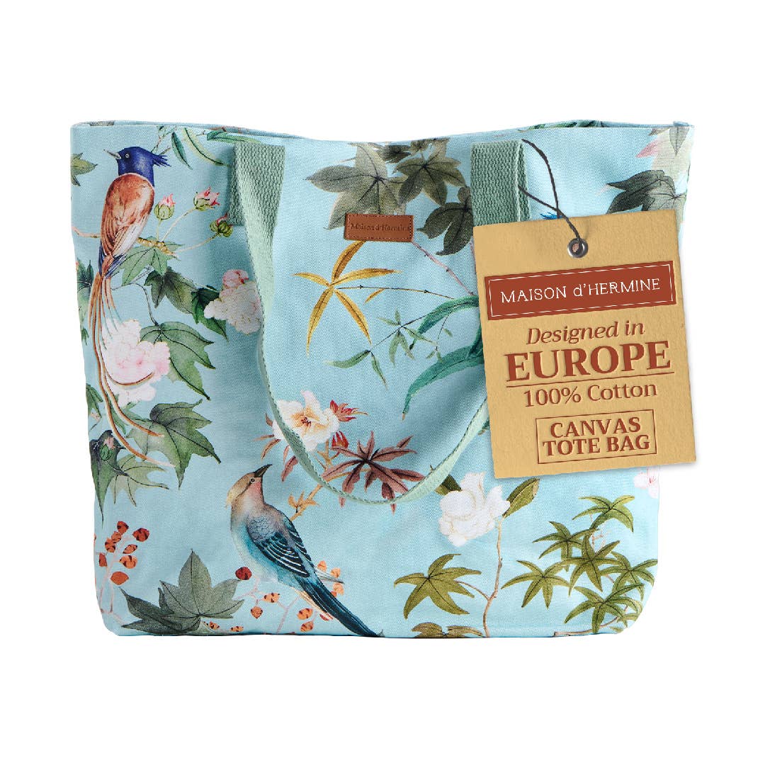 Maison d'Hermine - Design in Every Thread - Canvas Tote Bag 100% Cotton Hokuzai - Green - 17.7" x 14.5"