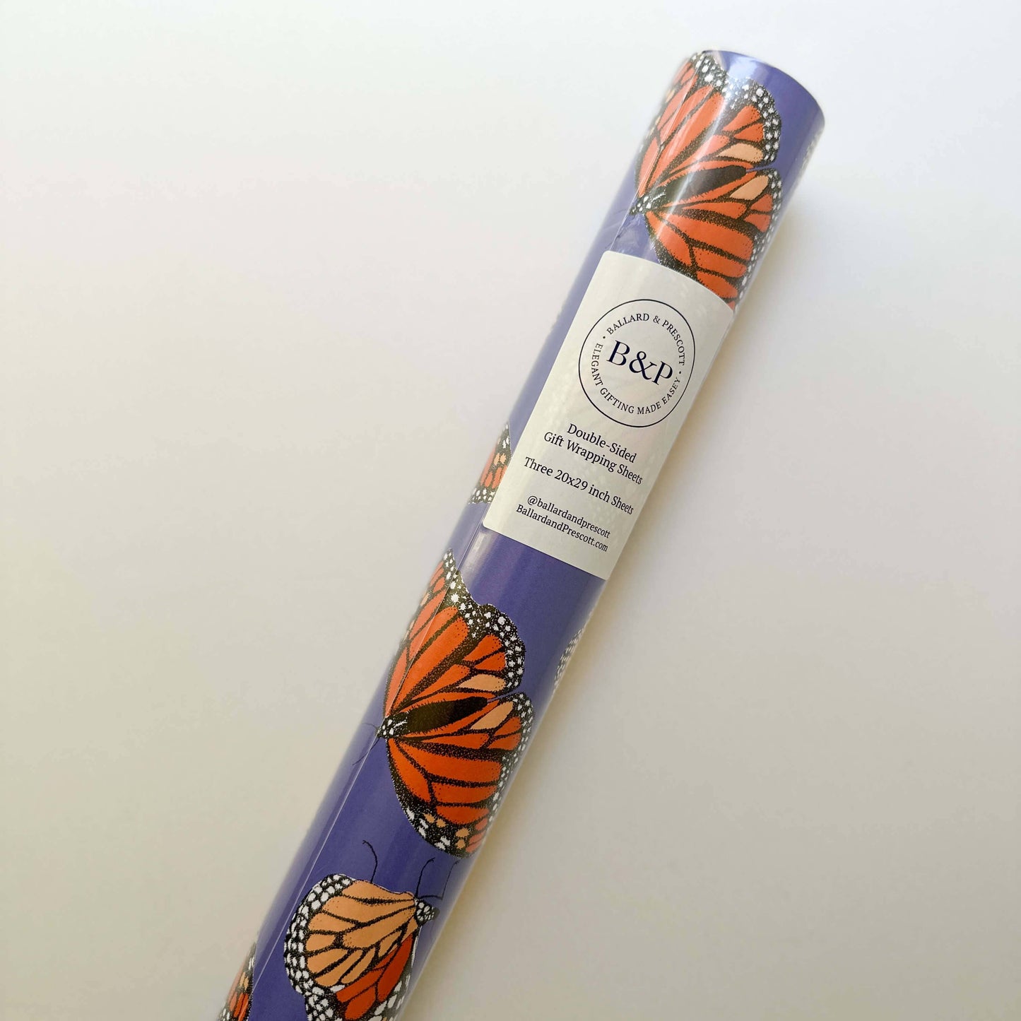 Ballard & Prescott - Monarch Butterfly Wrapping Paper: Single Sheets (Case of 3 Sheets)